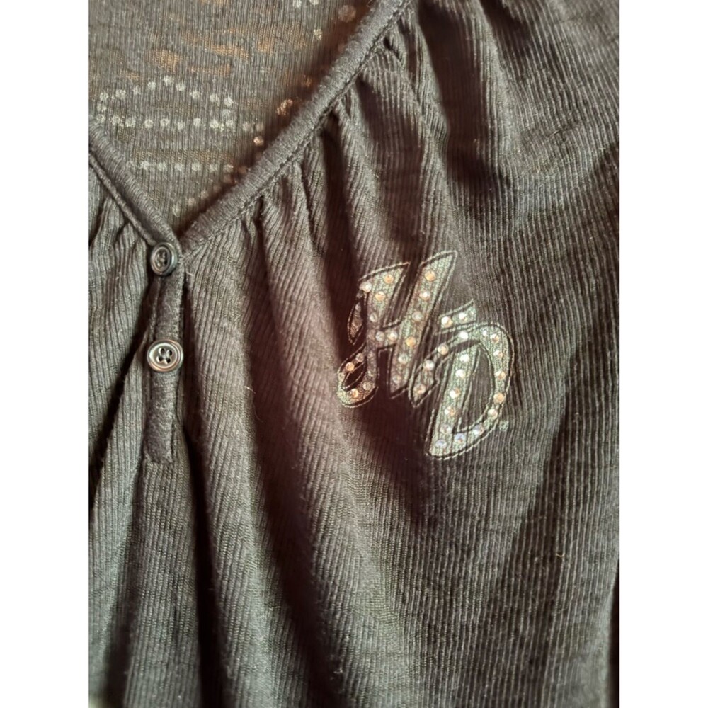 Harley Davidson Sheer Burnout Long Sleeve Wing Graphic Y2K Top Large - Picture 2 of 8